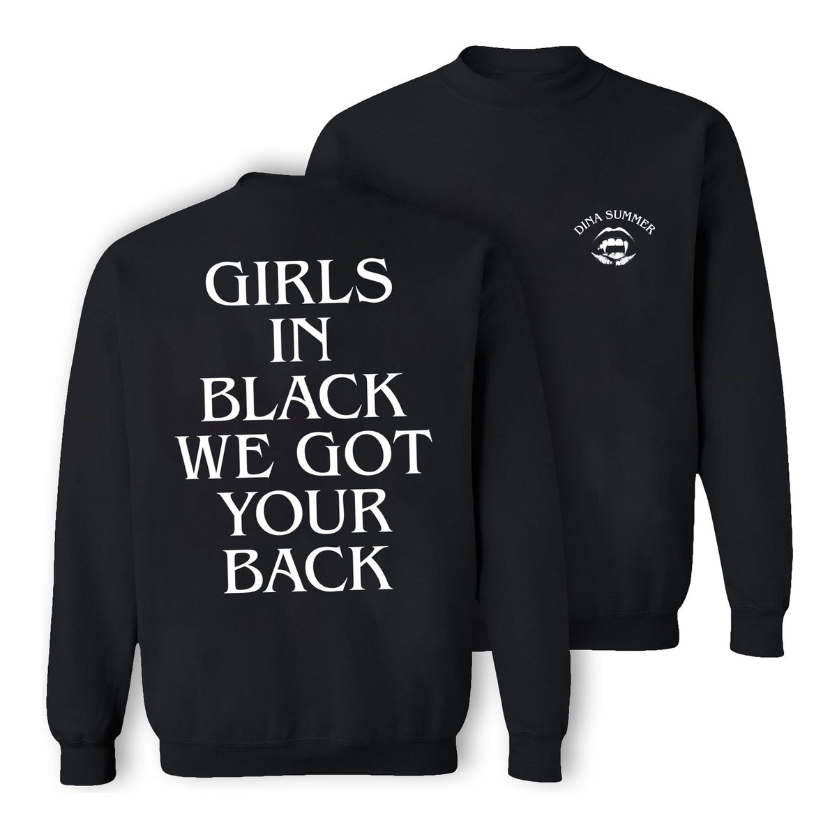 Dina Summer - Girls In Black Sweatshirt Black (Design 2)